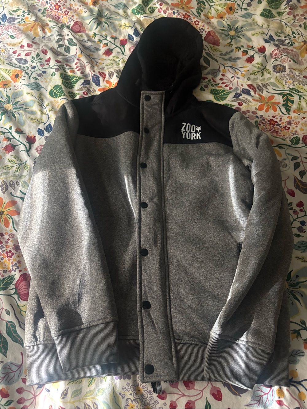 Zoo York Gray and blue Sherpa button down hoodie size S.